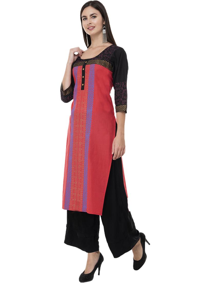 women three quarter sleeve printed kurta - 21244814 - Standard Image - 1