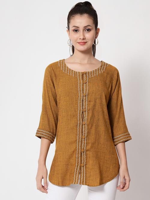 yellow viscose regular top - 21244934 - Standard Image - 0
