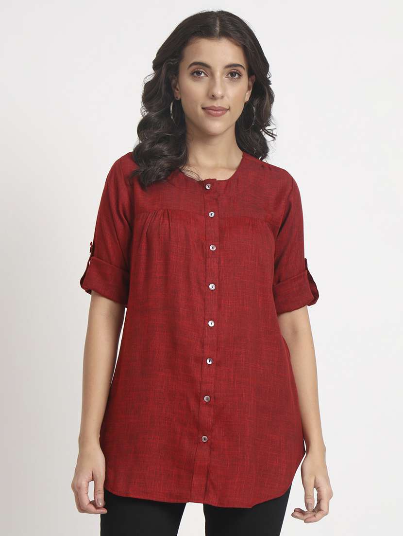 maroon cotton regular tunic