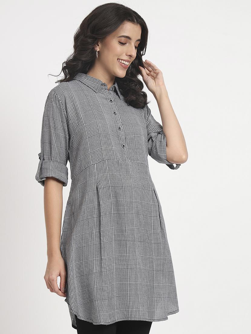 black cotton blend regular tunic - 21244948 - Standard Image - 1
