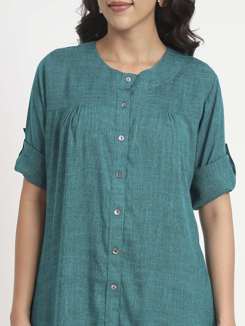 green linen regular tunic - 21244953 -  Standard Image - 4