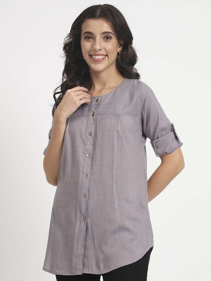 grey linen regular tunic - 21244954 - Standard Image - 1