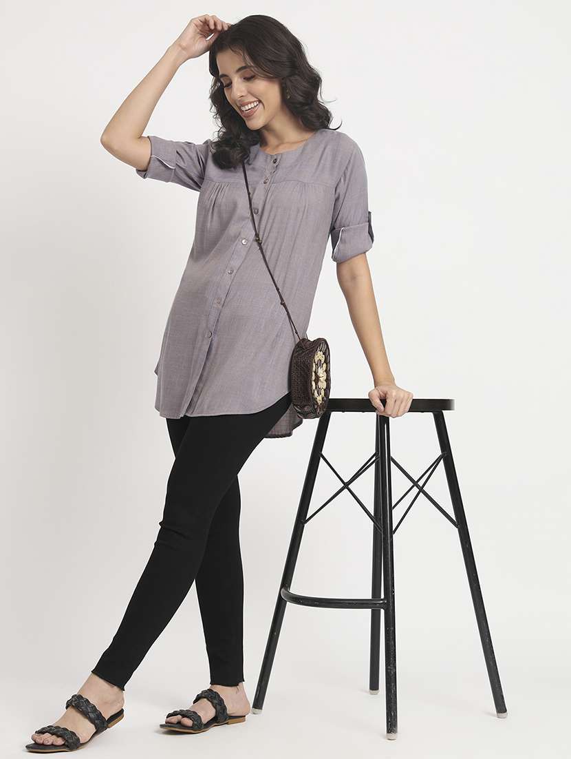 grey linen regular tunic - 21244954 - Standard Image - 4