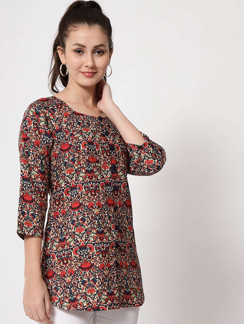 maroon polyester regular tunic - 21244958 - Standard Image - 1