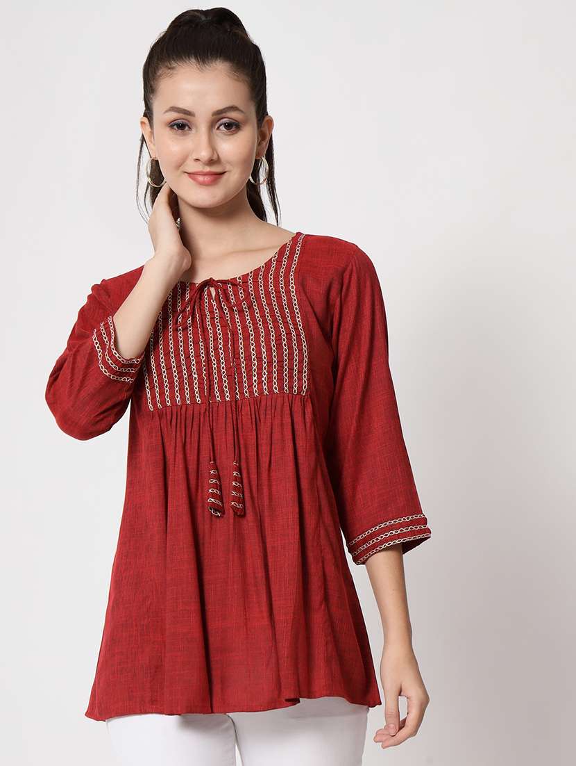 maroon viscose regular tunic