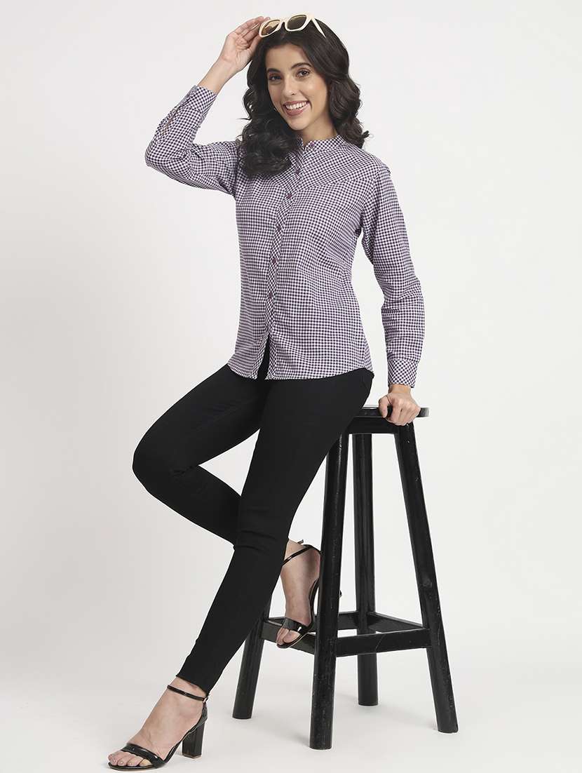 women checks regular shirt - 21244969 - Standard Image - 4
