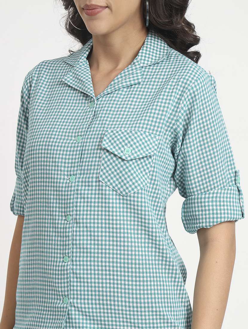women collared checks regular shirt - 21244974 -  Standard Image - 4