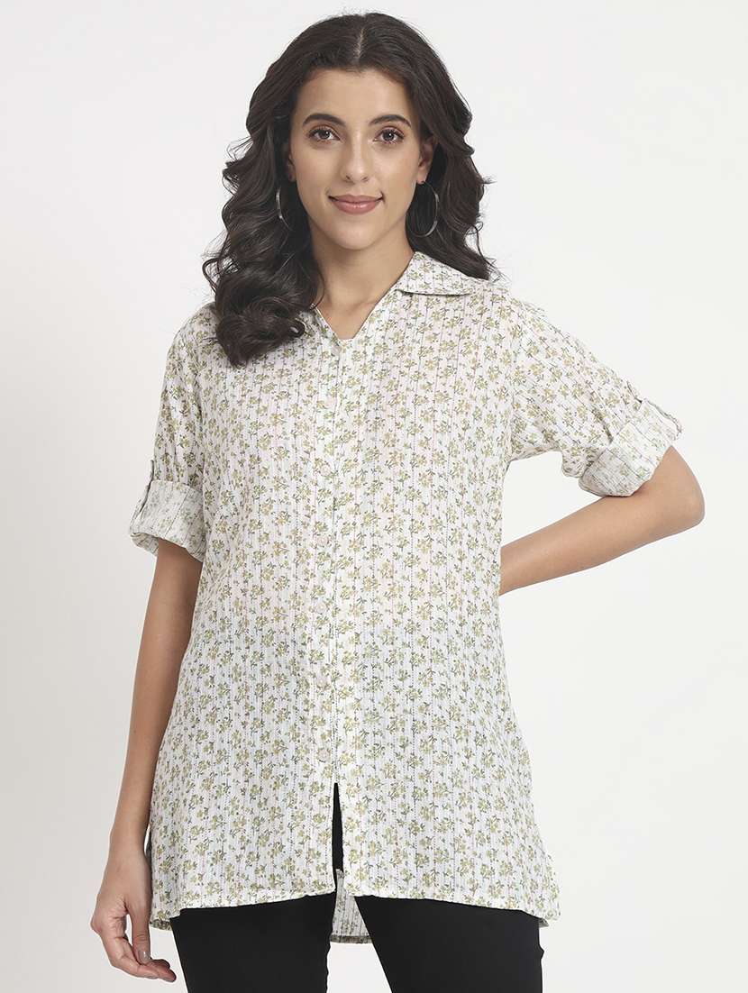 women collared printed regular shirt