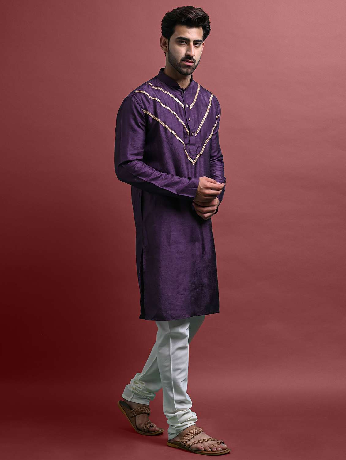men mandarin neck long kurta  - 21245041 -  Standard Image - 1