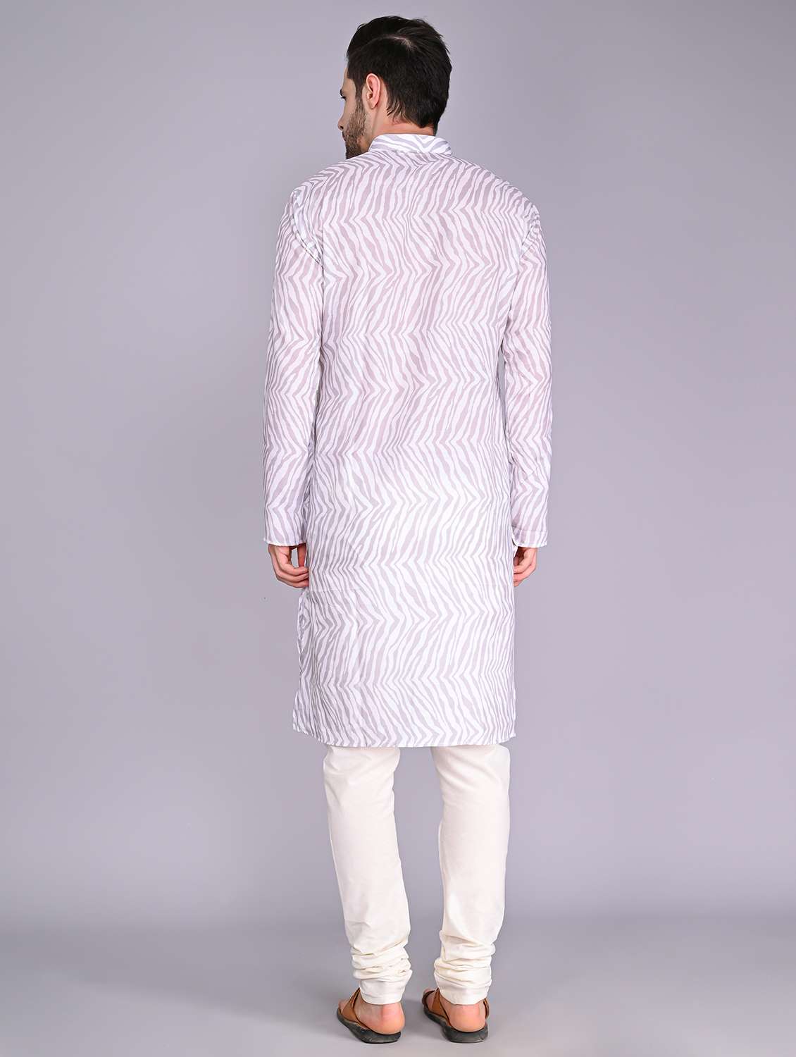 men mandarin neck printed long kurta - 21245127 -  Standard Image - 1