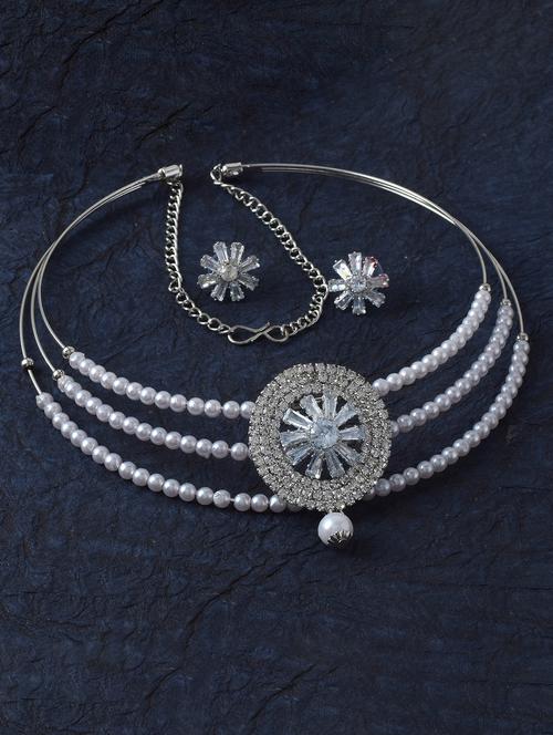 silver brass choker necklace - 21245238 -  Standard Image - 0