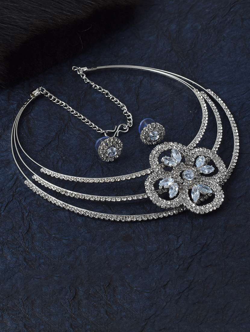 silver brass choker necklace