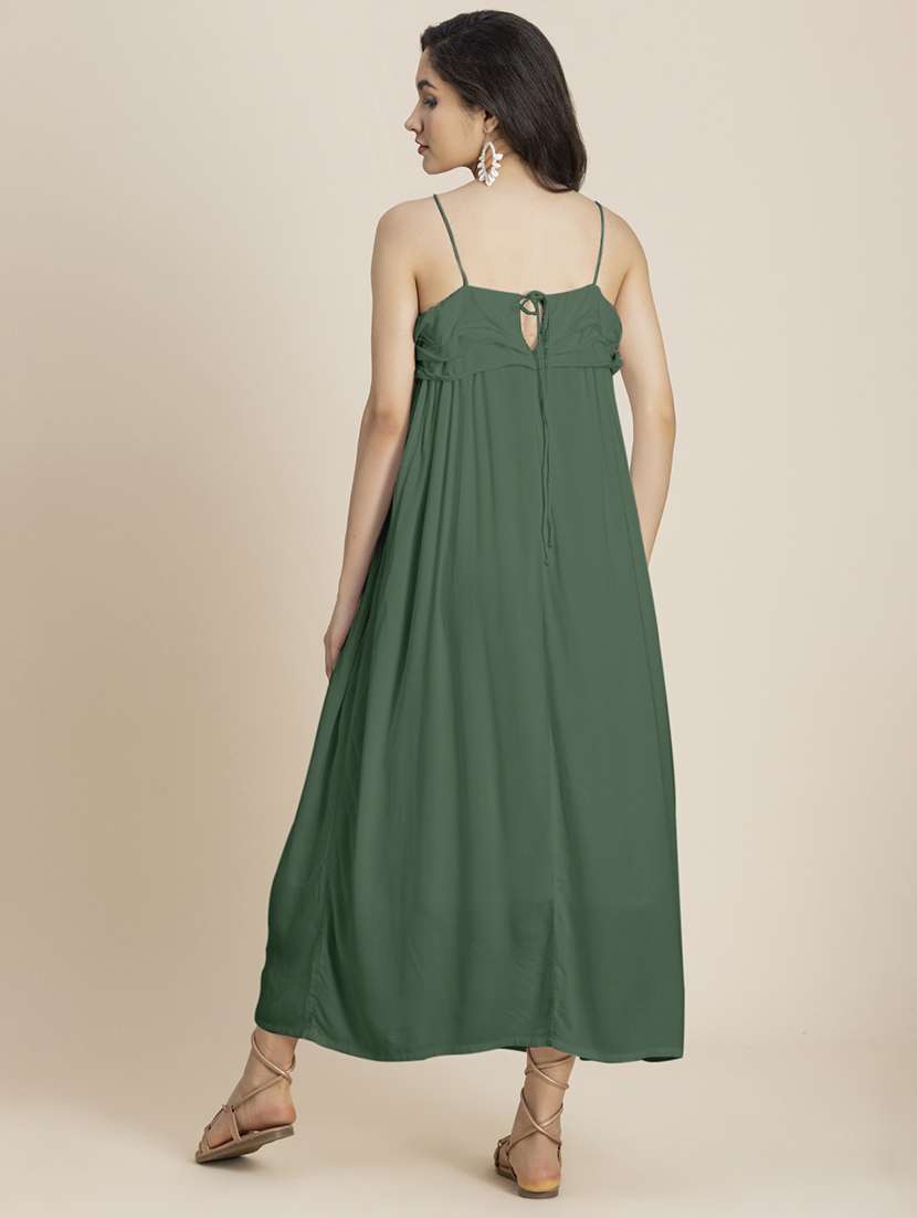 green rayon aline dress - 21246928 -  Standard Image - 4