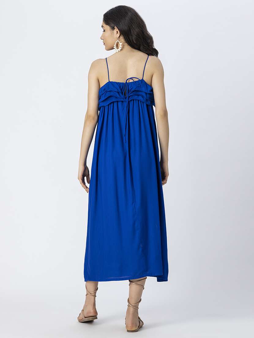 women solid shoulder strap a-line dress - 21246935 -  Standard Image - 4