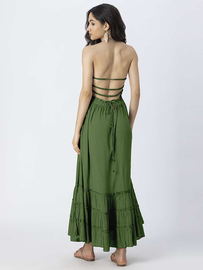 women solid backless tiered dress - 21246937 -  Standard Image - 4