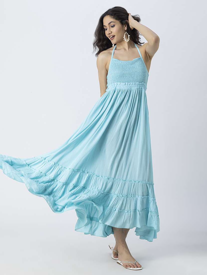 women solid backless tiered dress - 21246942 -  Standard Image - 1