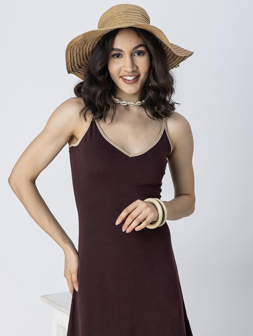 women solid shoulder strap a-line dress - 21246944 - Standard Image - 4