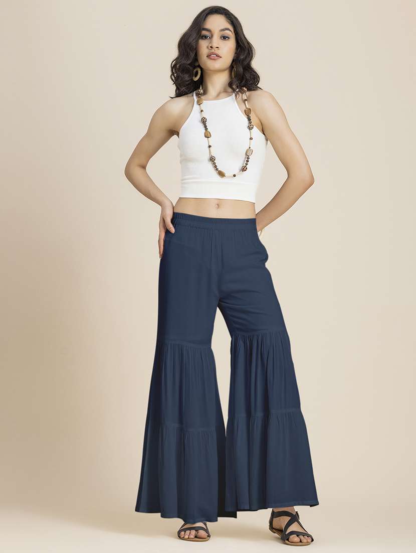 blue rayon wide leg sharara