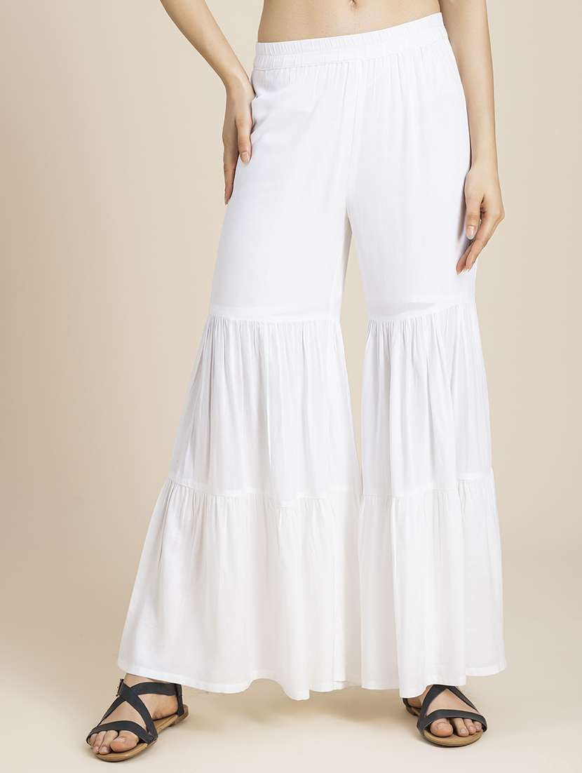 white rayon wide leg sharara