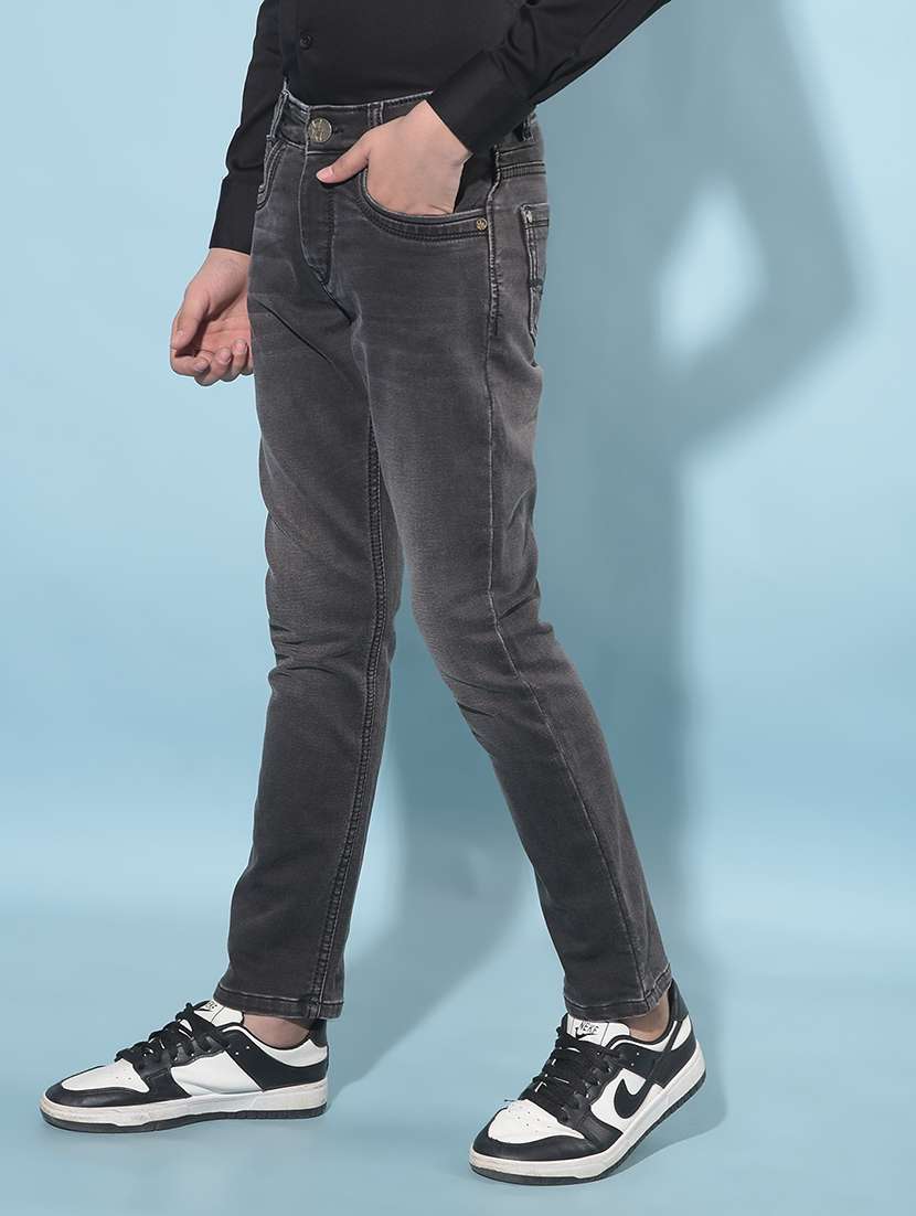boys mid rise plain denim jeans - 21247074 -  Standard Image - 1