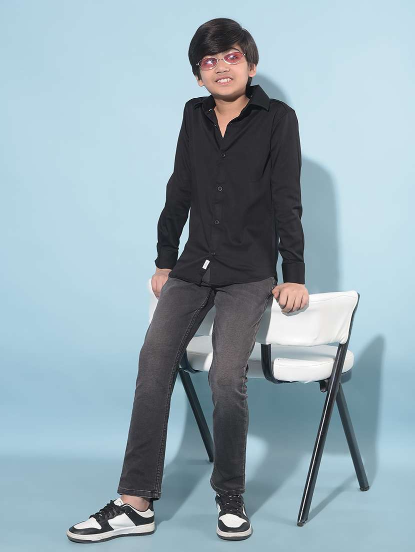 boys mid rise plain denim jeans - 21247074 -  Standard Image - 4