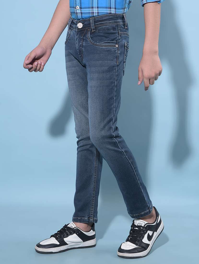 boys mid rise plain denim jeans - 21247078 -  Standard Image - 1