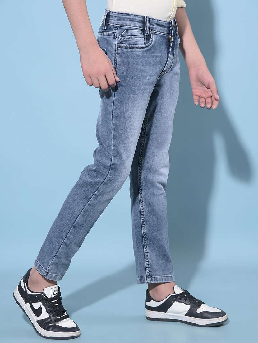 light blue cotton blend plain jean - 21247082 -  Standard Image - 1