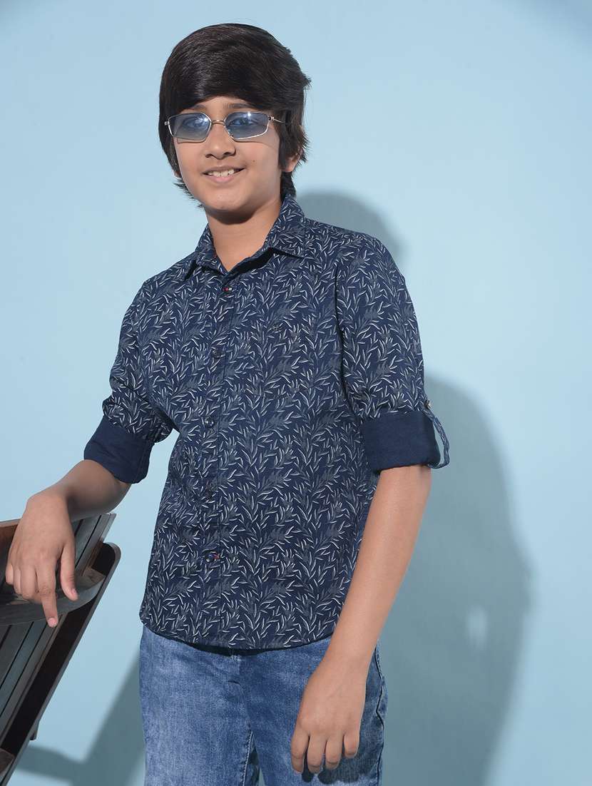 navy blue cotton shirt