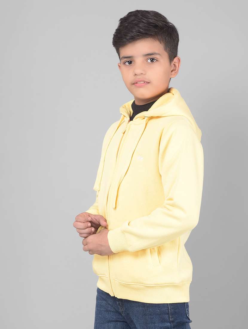 yellow cotton plain sweatshirt