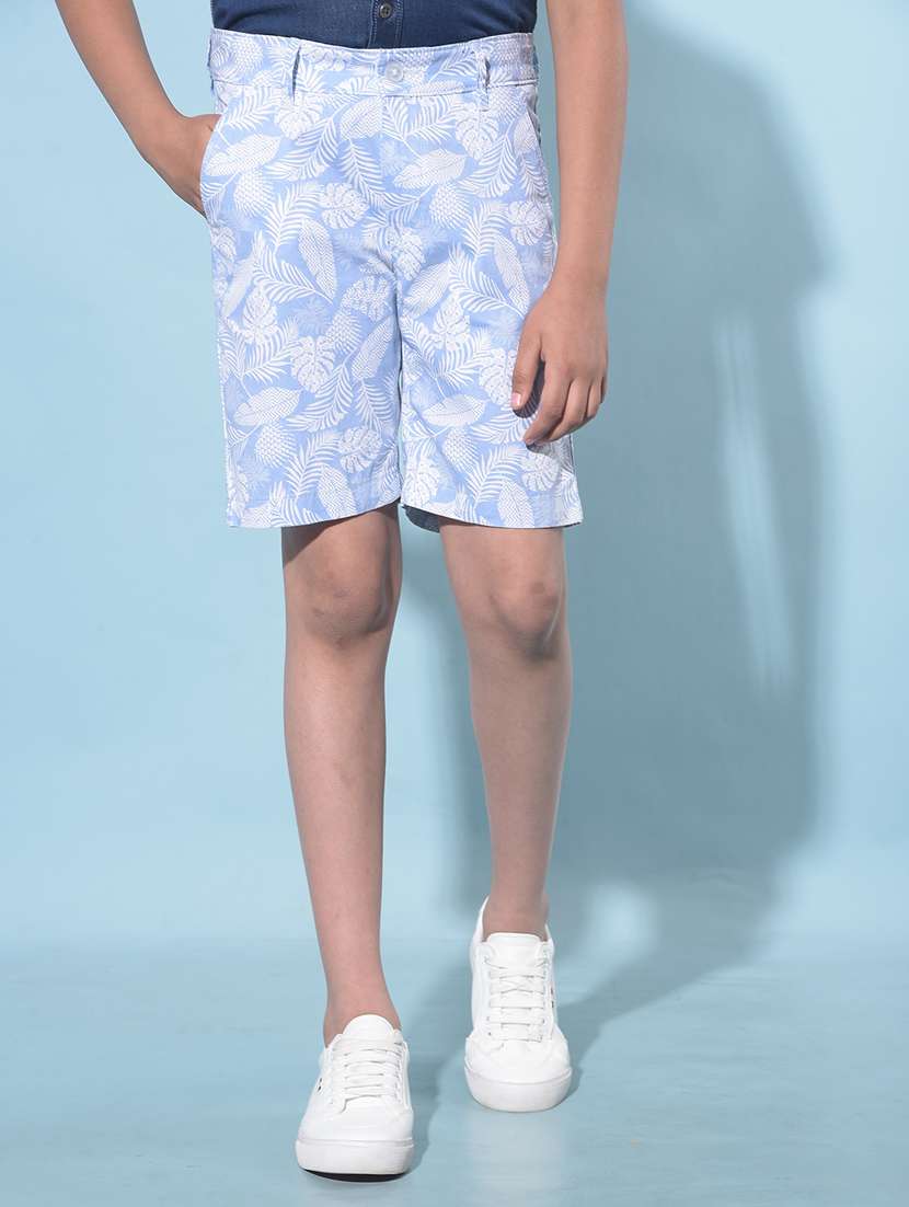 boys printed mid rise cotton shorts