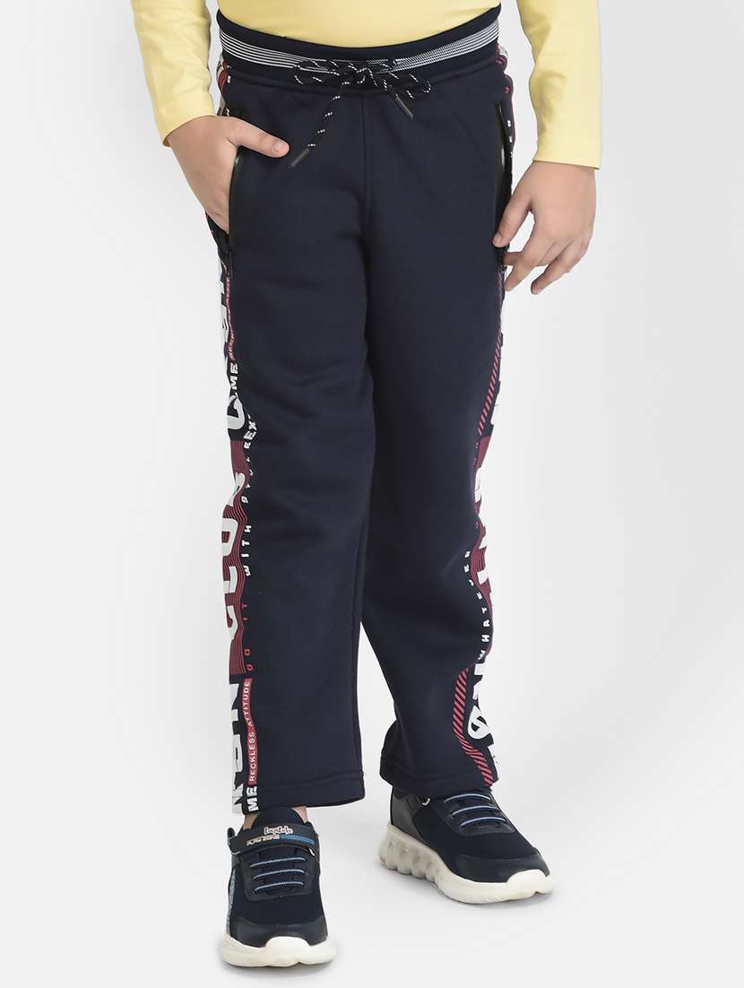 navy blue cotton blend track wear