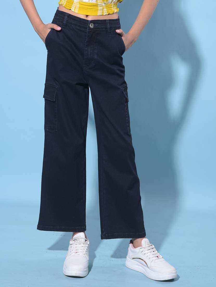 girls solid mid rise denim jeans