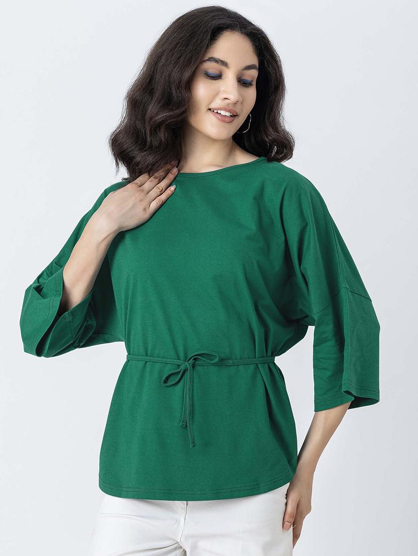 women solid round neck regular top - 21247373 - Standard Image - 1