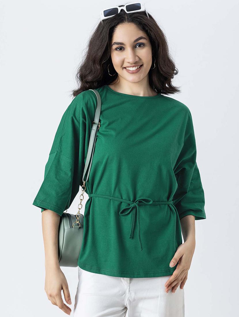 women solid round neck regular top - 21247373 - Standard Image - 4