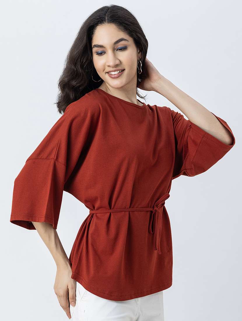 women solid round neck regular top - 21247374 - Standard Image - 1