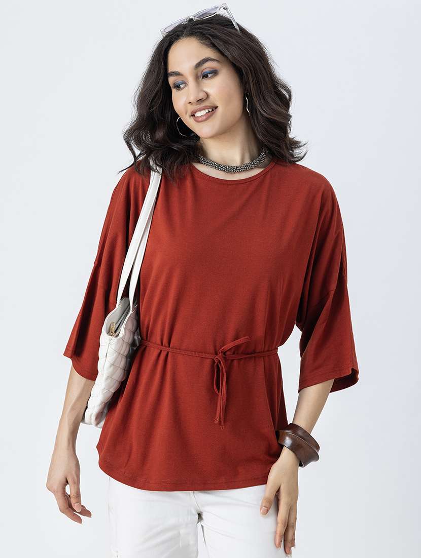 women solid round neck regular top - 21247374 - Standard Image - 4