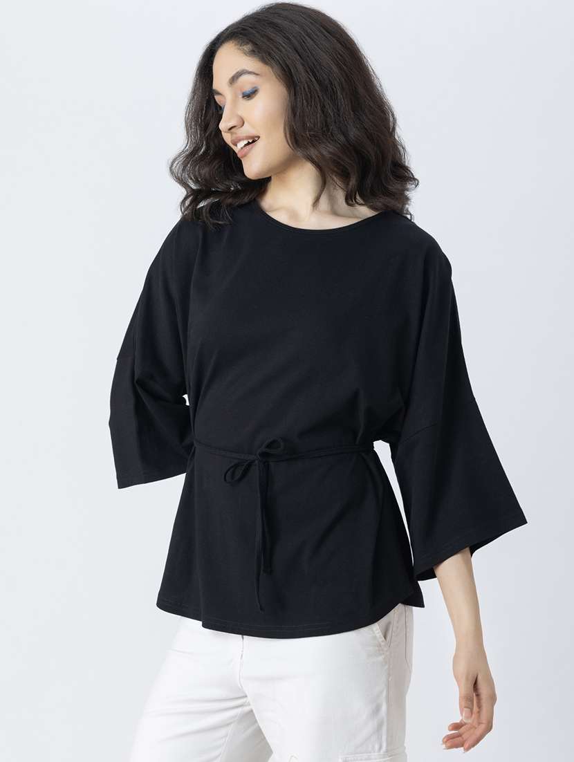 black cotton jersey regular top - 21247375 -  Standard Image - 1