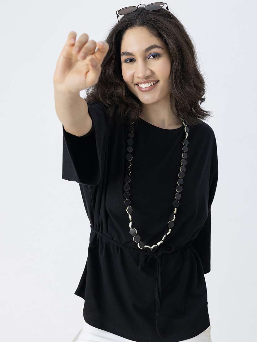 black cotton jersey regular top - 21247375 -  Standard Image - 4