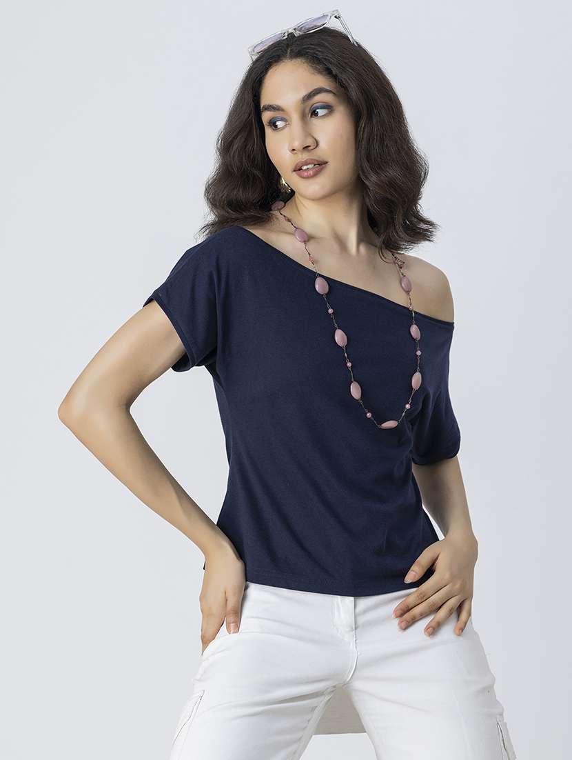 navy blue cotton jersey regular top - 21247383 -  Standard Image - 4