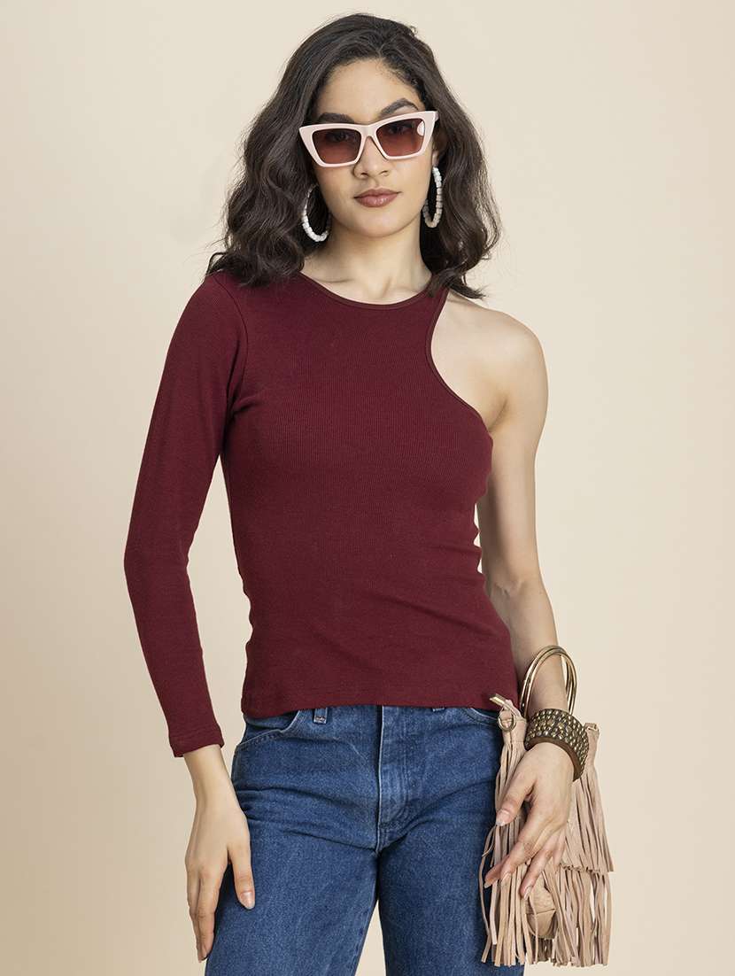 women solid single sleeved regular top - 21247419 -  Standard Image - 1