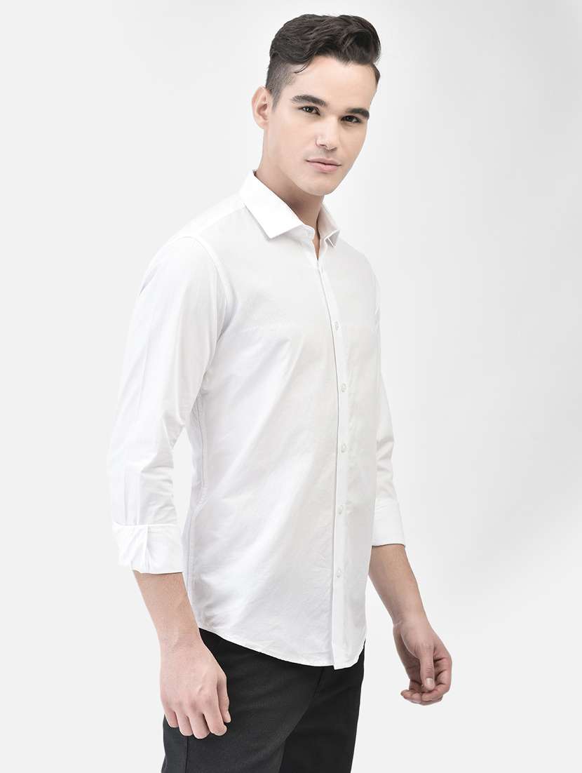 white solid casual shirt - 21247522 -  Standard Image - 1