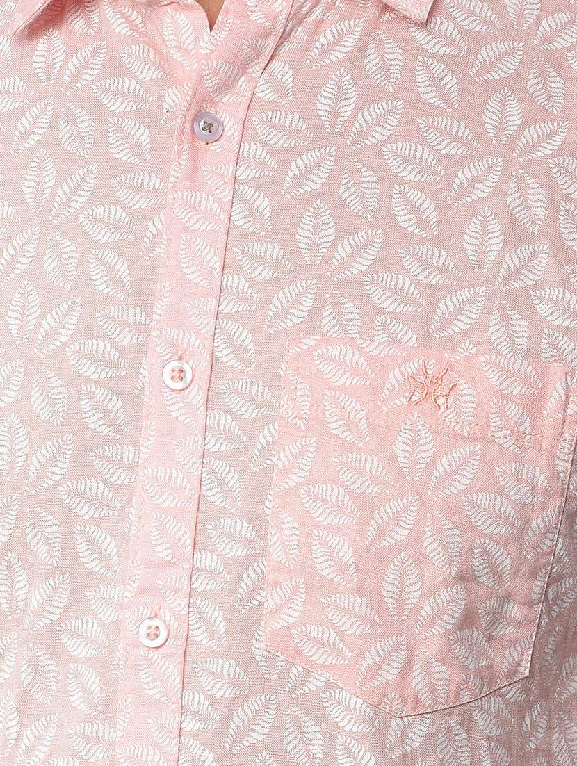 men pink short sleeve printed casual shirt - 21247538 - Standard Image - 6