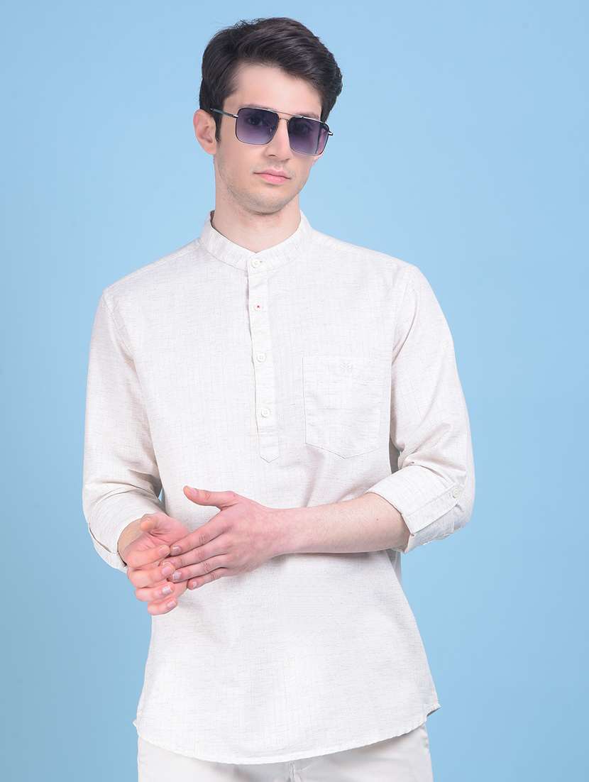 men white plain short kurta
