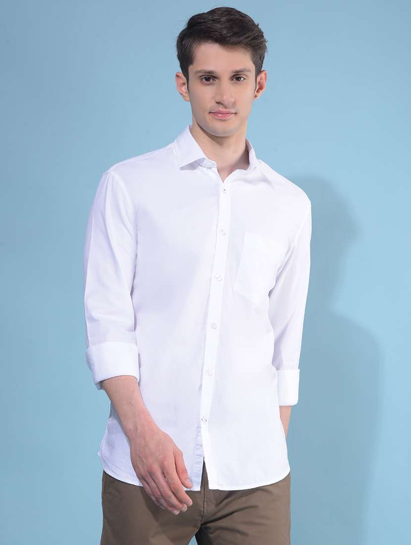 white cotton casual shirt