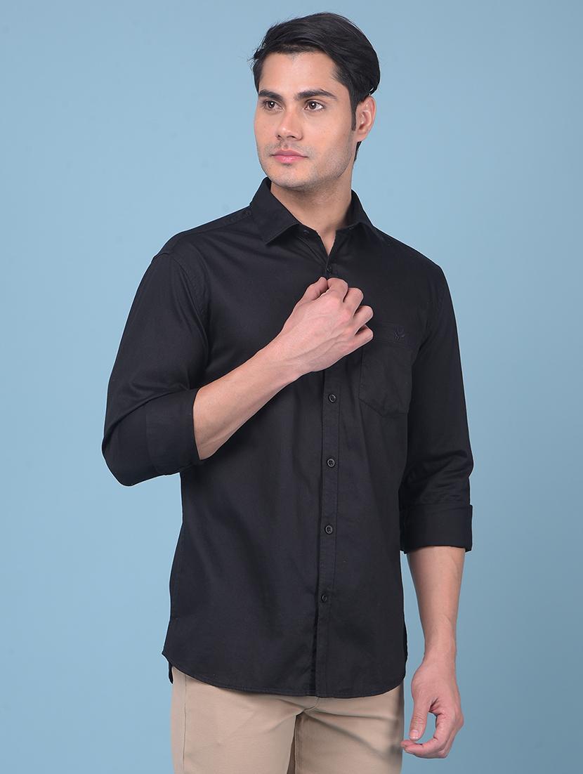 black cotton casual shirt - 21247580 - Standard Image - 1