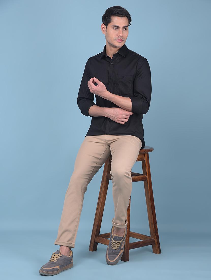 black cotton casual shirt - 21247580 - Standard Image - 4