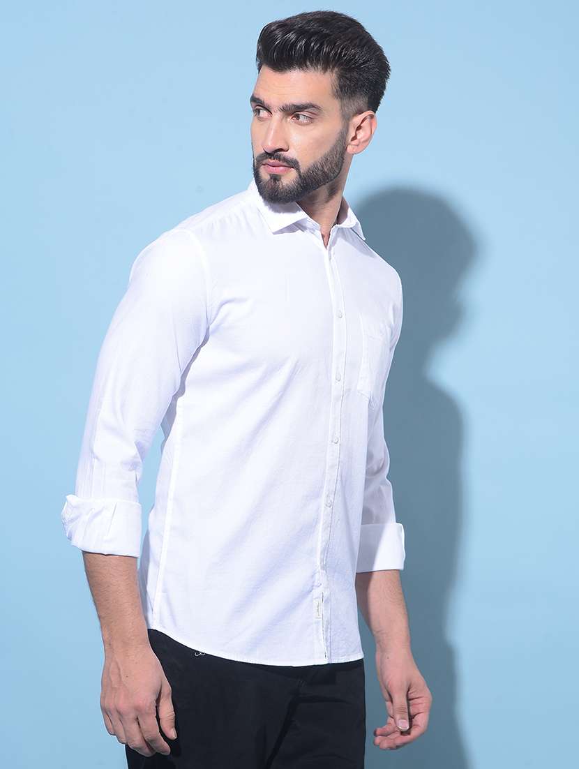 white cotton casual shirt - 21247645 -  Standard Image - 1