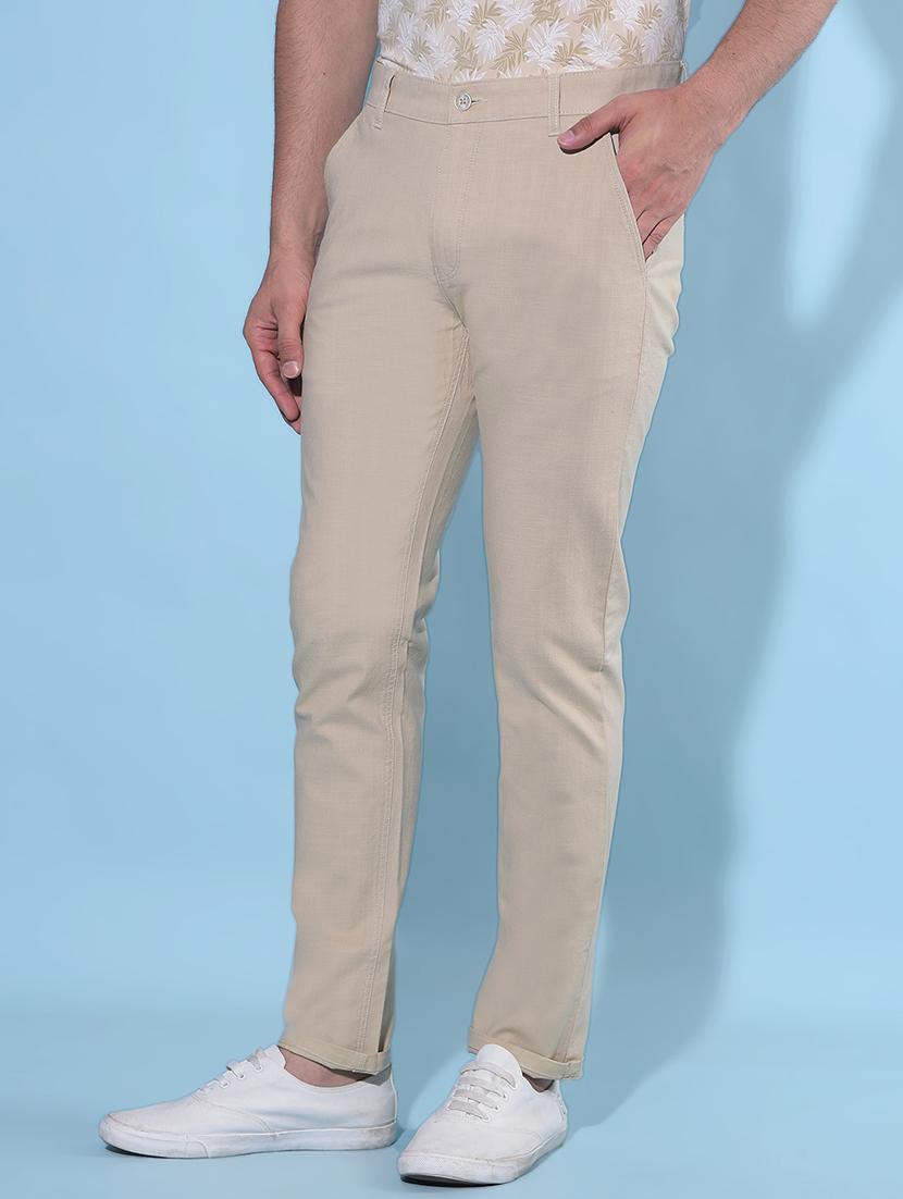 men solid mid rise chinos