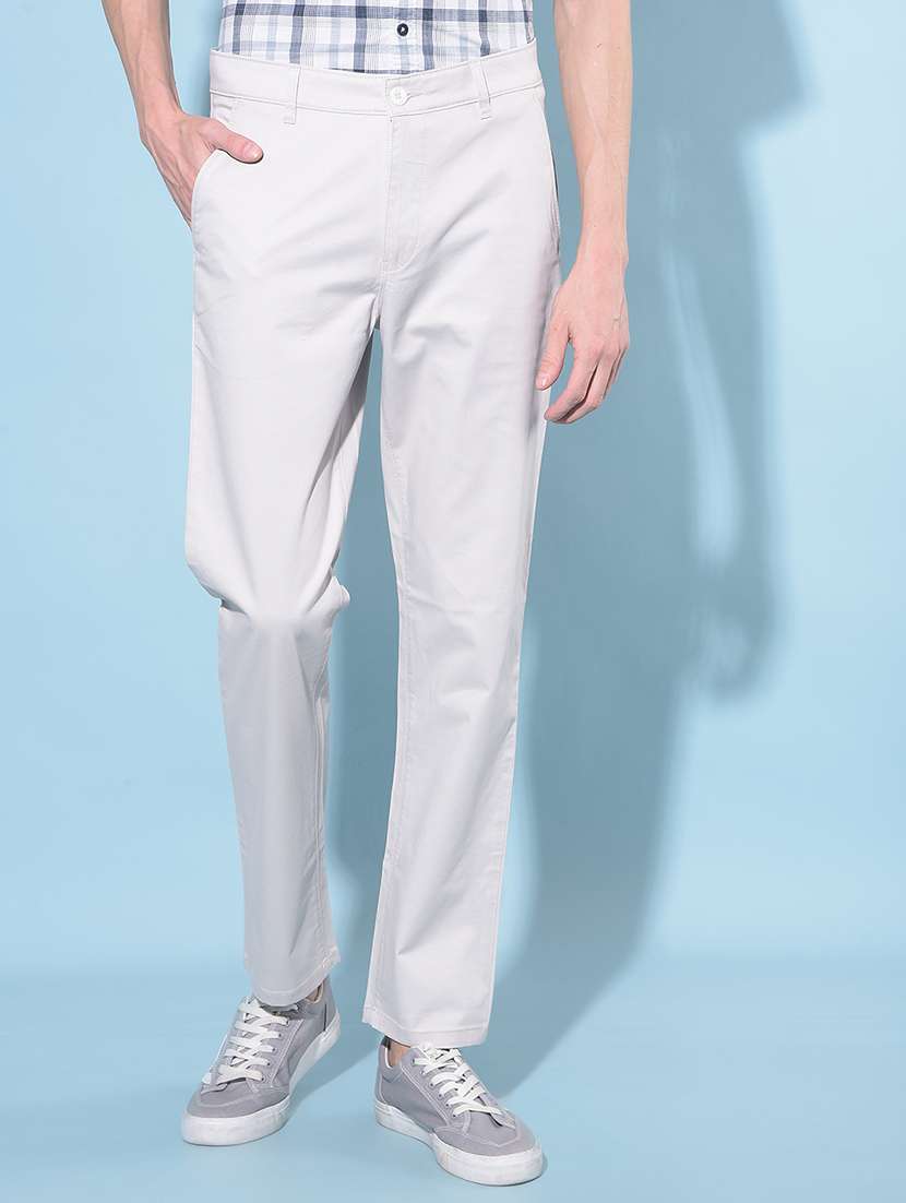 men solid mid rise chinos