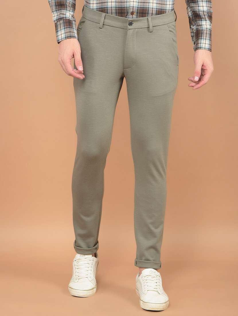 men solid mid rise chinos